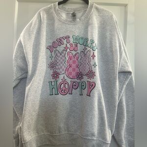 Gray Graphic Sweatshirt with Bunny Design